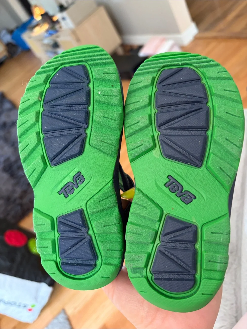 Teva Kids Navy and Bright Green Mesh Adjustable Sandals - 9